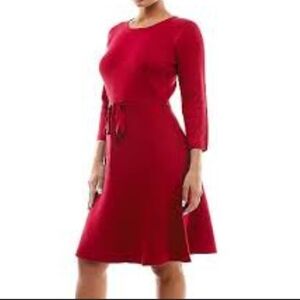 Nina Leonard red fit & flare dress size large